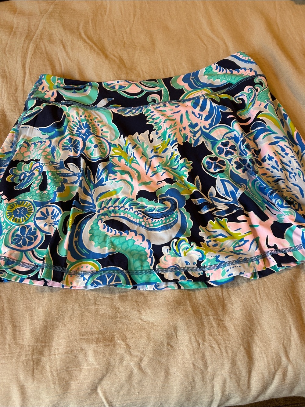 Lilly Pulitzer Navy Floral Skirt with Pink & Aqua Accents - Picture 4 of 4